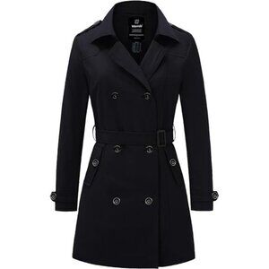 Women's Waterproof Trench Coat Classic Lapel Outerwear Coat with Belt